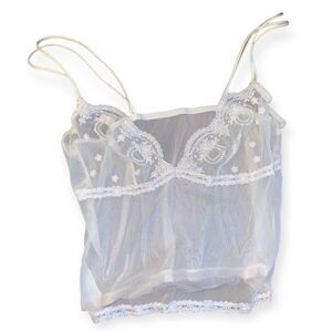 Vintage y2k embroidered mesh crop cami